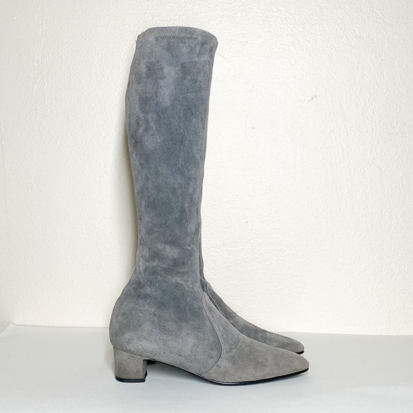 Stuart Weitzman The Milla 60 Boots 6 Gray Suede Stretch Under The Knee Length - Picture 1 of 9
